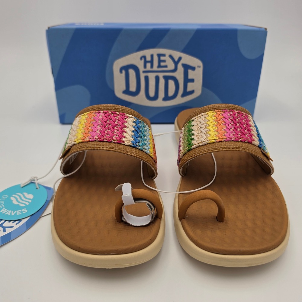 Hey Dude Women's Maui Breeze toe Loop Multi Color Woven Sandals Size W10, NWT
